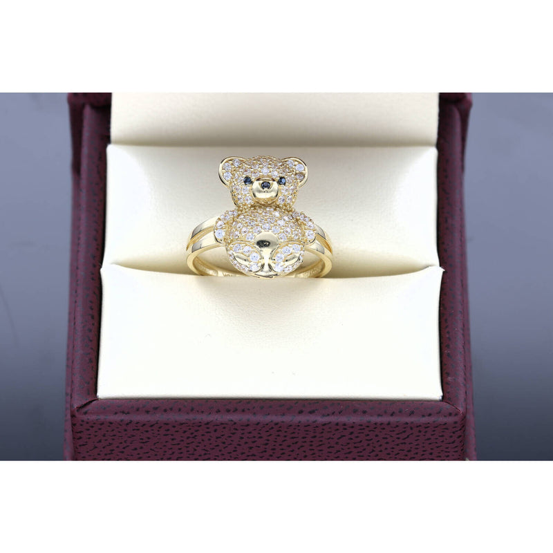 10 Karat Gold & CZ Teddy Bear Ring