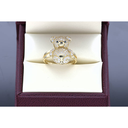 10 Karat Gold & CZ Teddy Bear Ring