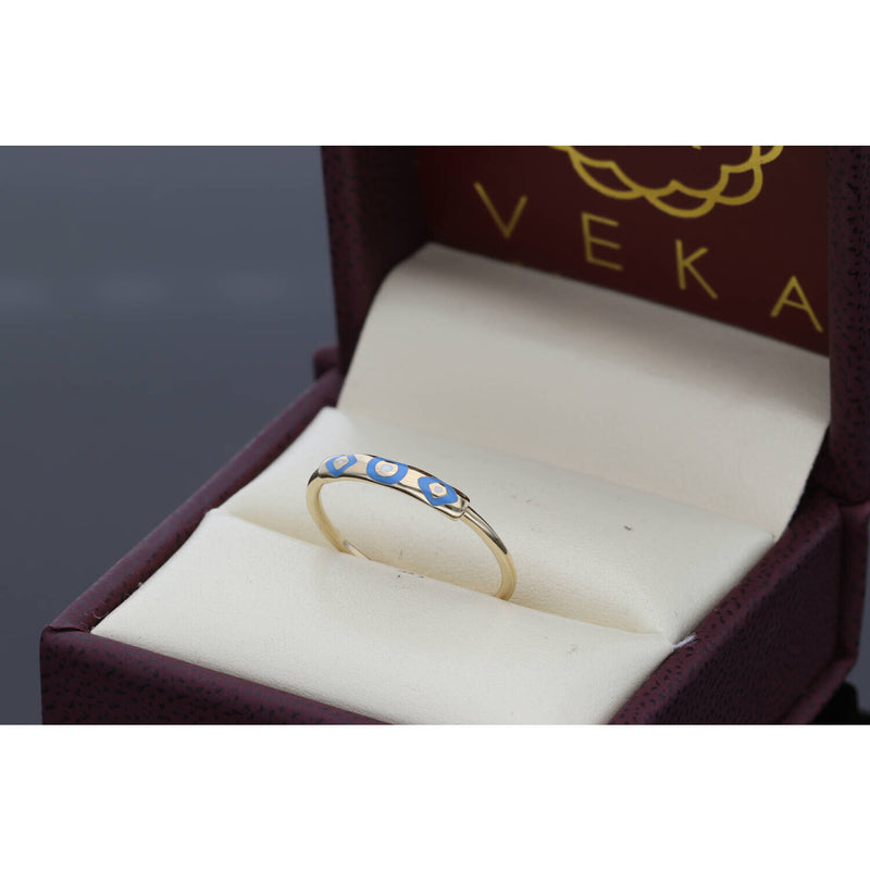 10K Gold Clear Blue eye Band
