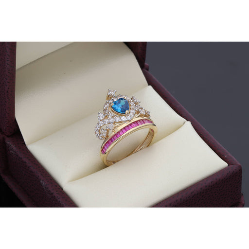 14 Karat Gold Cz Blue Heart Crown