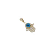 14K Gold & CZ Evil Eye Hamsa Charm
