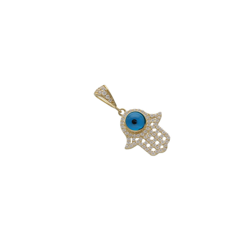 14K Gold & CZ Evil Eye Hamsa Charm