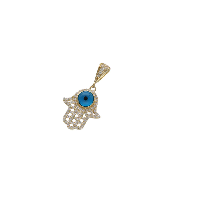 Gold & CZ Evil Eye Hamsa Charm