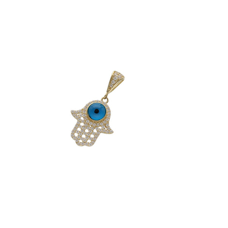 Gold & CZ Evil Eye Hamsa Charm