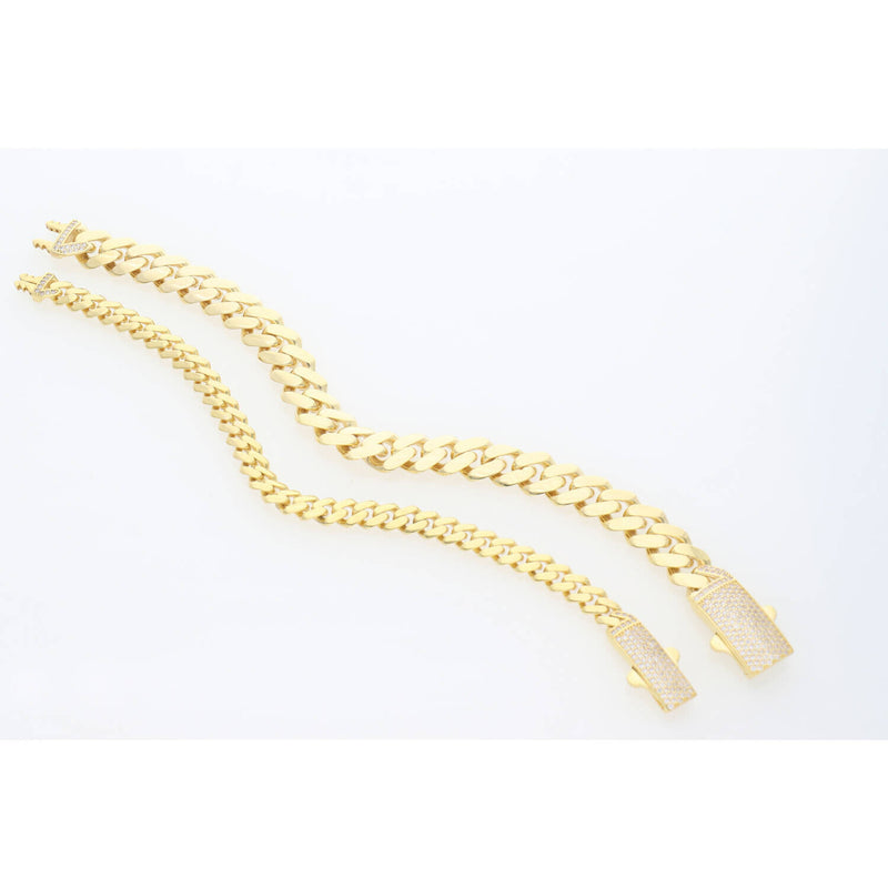 14K Gold Cz Box Lock Cbn Lnk 10.3x8" W:18