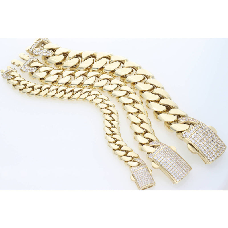 14K Gold Cz Box Lock Cbn Lnk 10.3x8" W:18