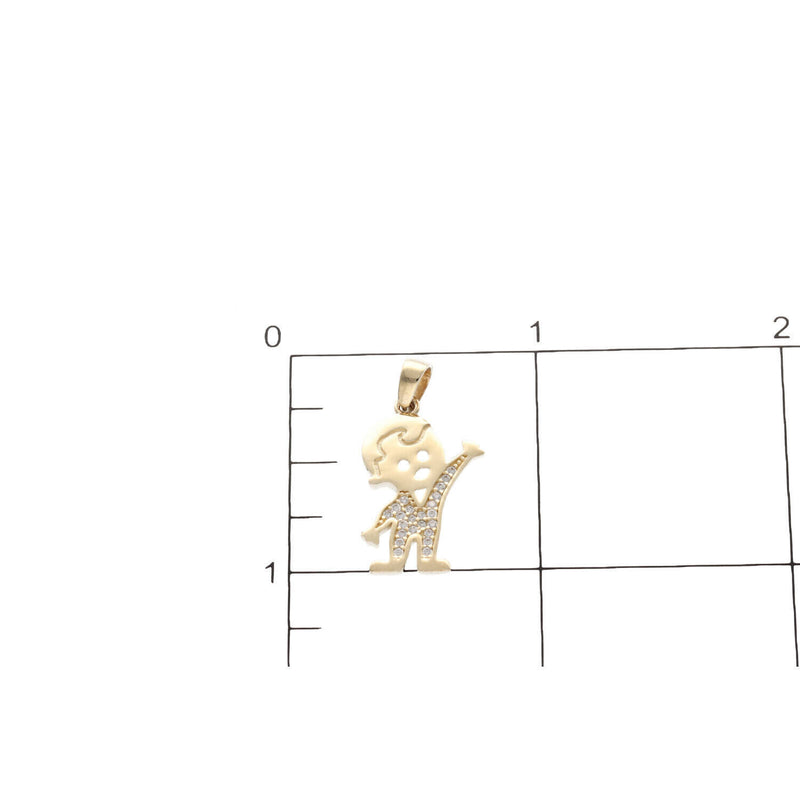 14K Gold & cz Boy Charm W:1.4