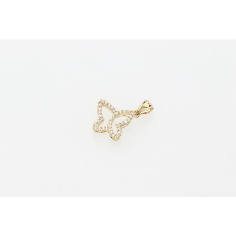 14K Gold & CZ Butterfly Charm W:1.8