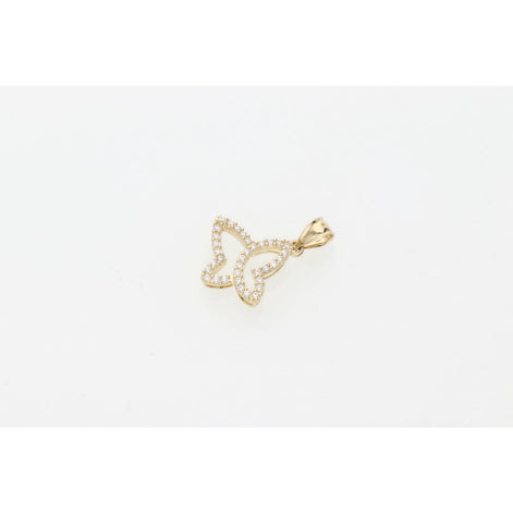 14K Gold & CZ Butterfly Charm W:1.8