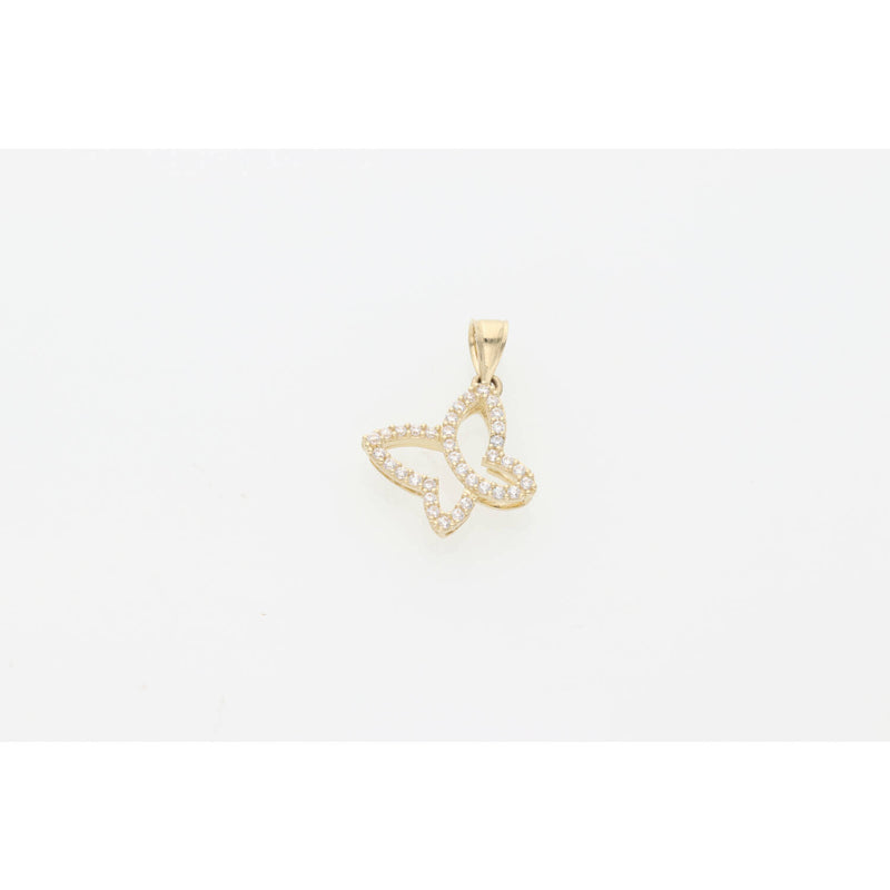 14K Gold & CZ Butterfly Charm W:1.8