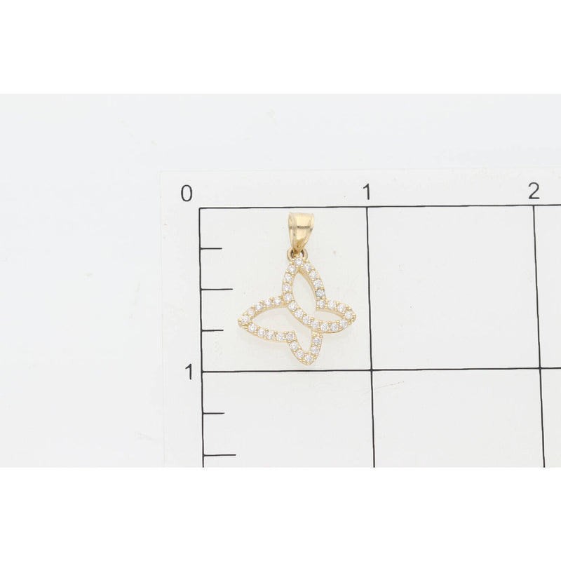 14K Gold & CZ Butterfly Charm W:1.8