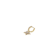 A side angle close up of a10 Karat Gold Diamond Butterfly Hoops 