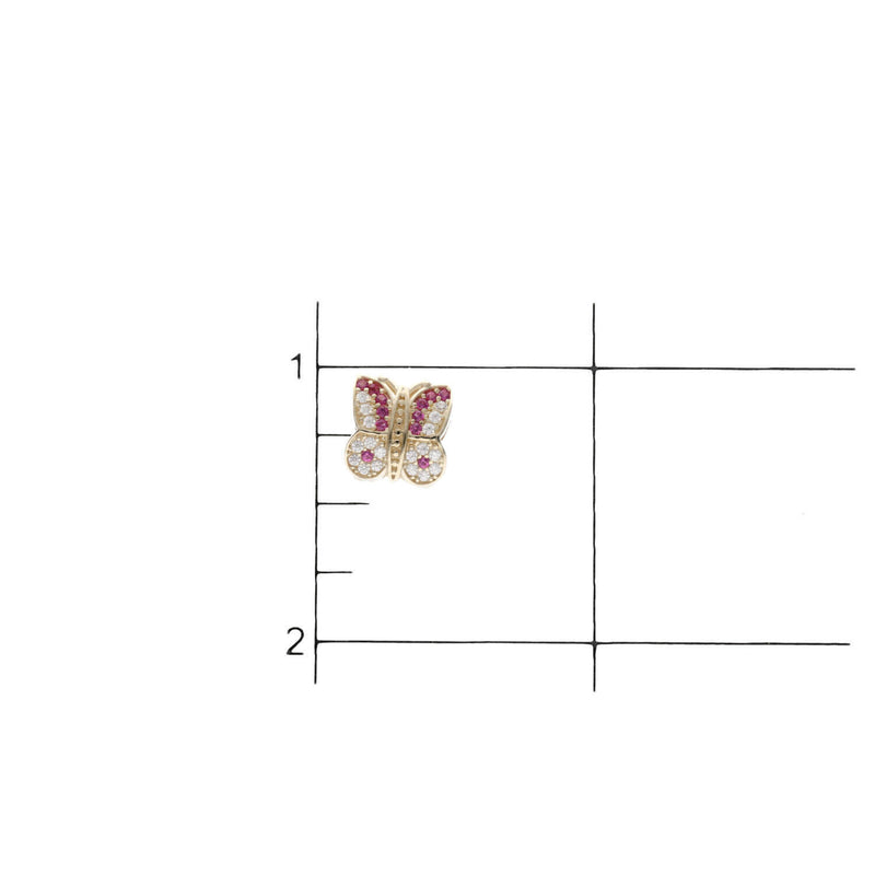 14K Gold & CZ Butterfly Fancy Charm W:2