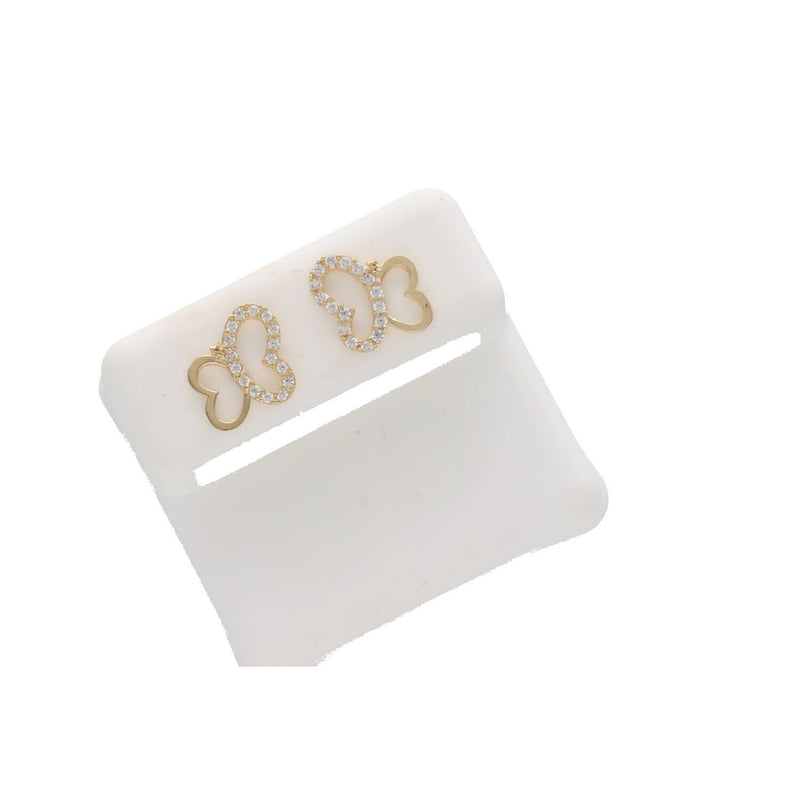 14K Gold & cz Butterfly Stud Earr W:1.5