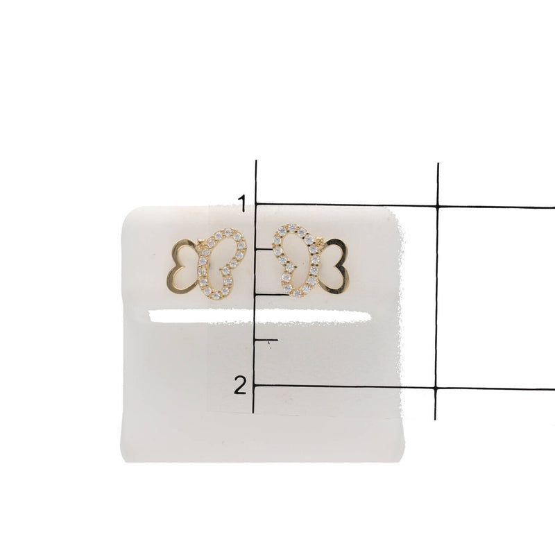 14K Gold & cz Butterfly Stud Earr W:1.5