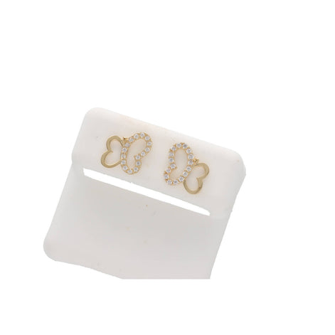 14K Gold & cz Butterfly Stud Earr W:1.5