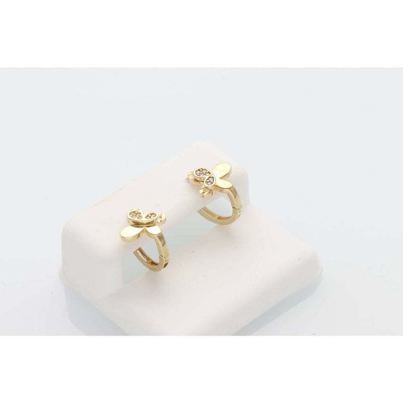 14K Gold & cz Butterfly Hoops W:1.8