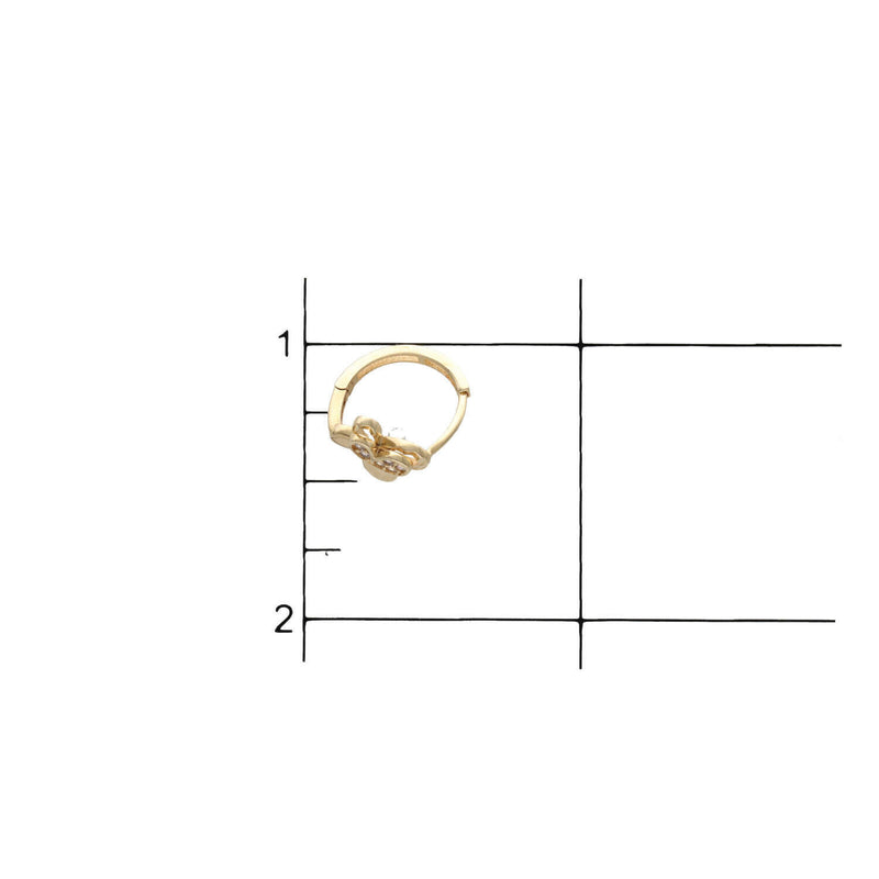 14K Gold & cz Butterfly Hoops W:1.8