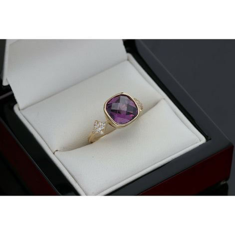 Gold & Cz Purple Gem Ring