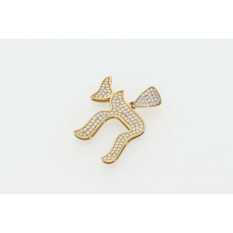 10 Karat Gold & Cz Chai Style Charm W: 4.0