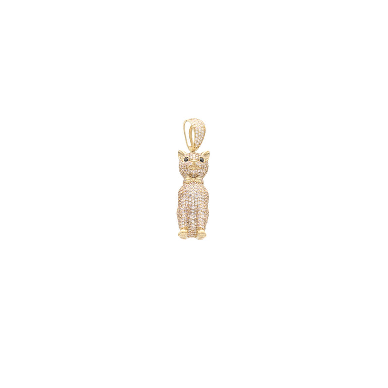 10 Karat Gold Cz Cat Charm W:7.7