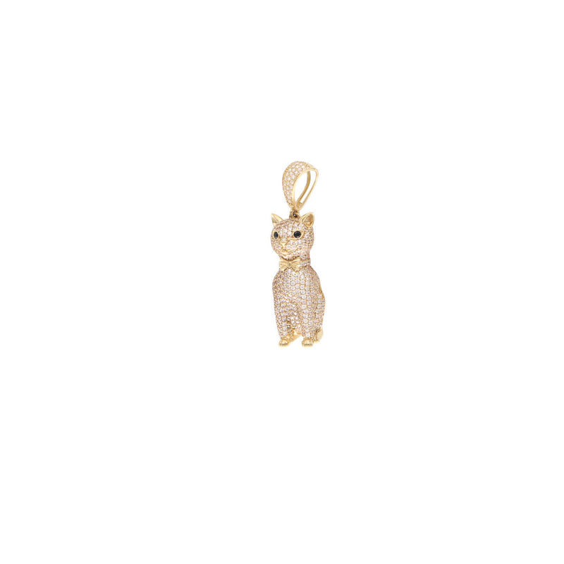 10 Karat Gold Cz Cat Charm W:7.7