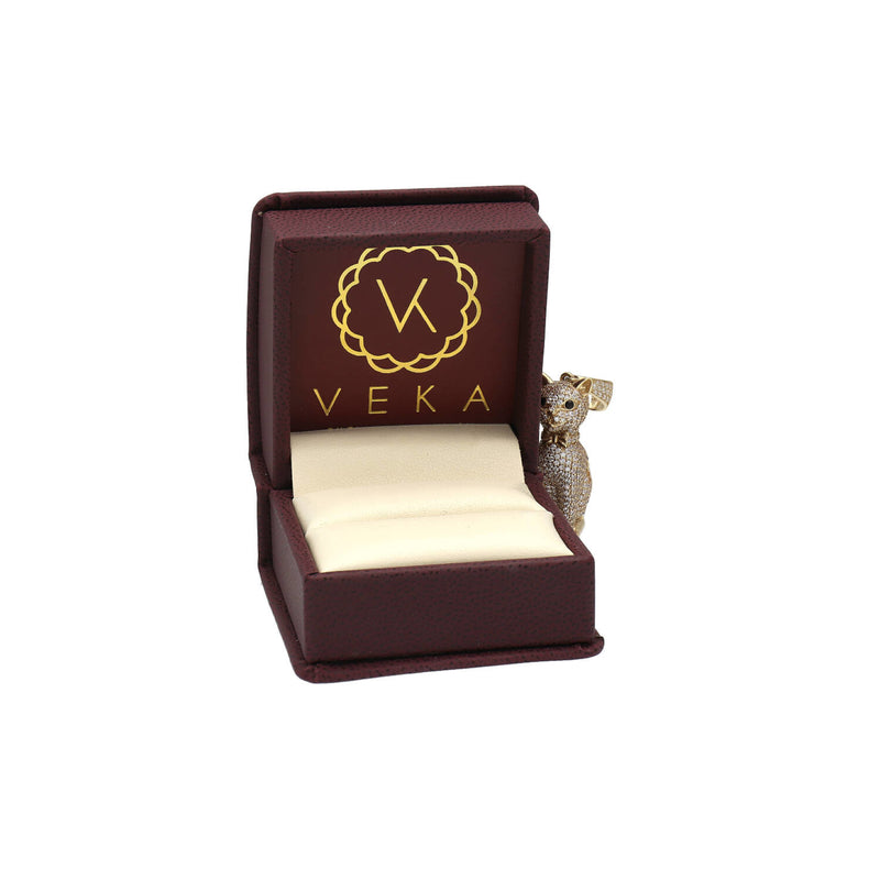 10 Karat Gold Cz Cat Charm W:7.7