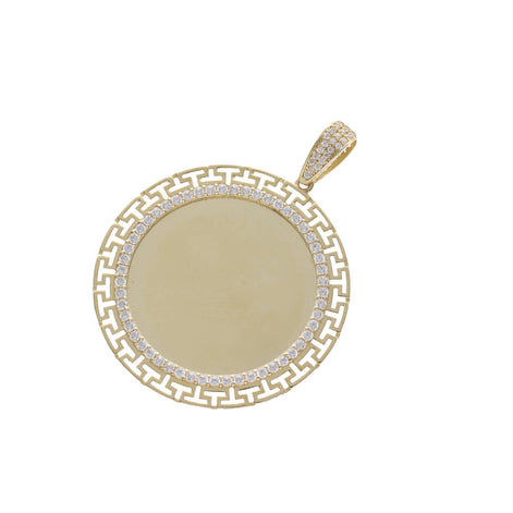 10K Gold & CZ Maze Photo Medal W:9