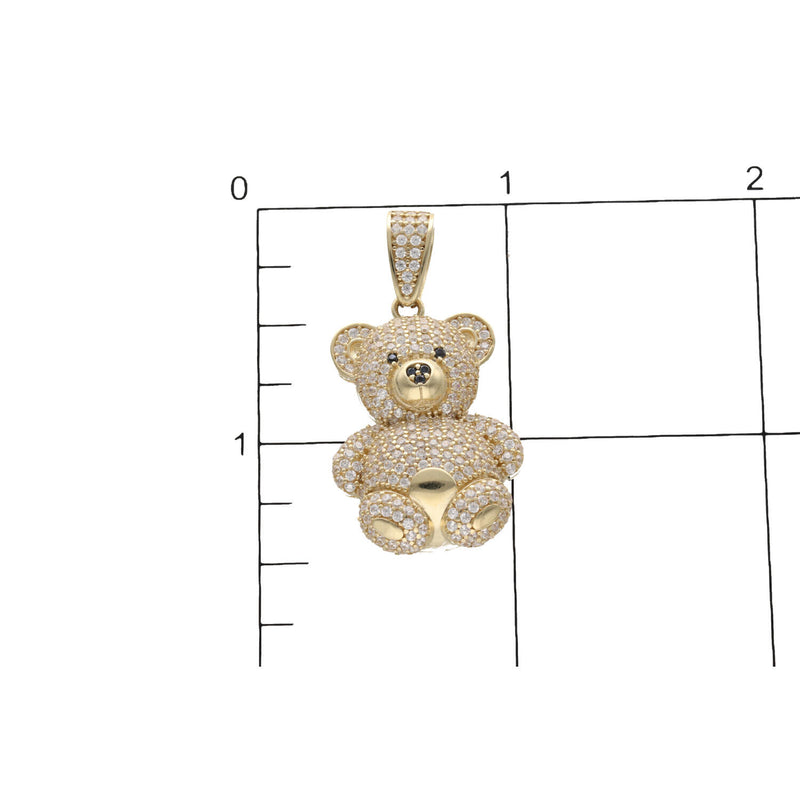 10k Gold & CZ Teddy Bear Charm W:6.1