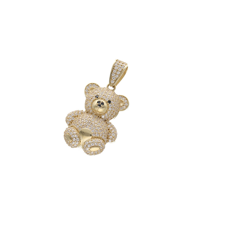 10k Gold & CZ Teddy Bear Charm W:6.1