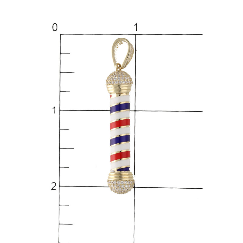 10 Karat REAL Gold Barber Pole Charm with Stones