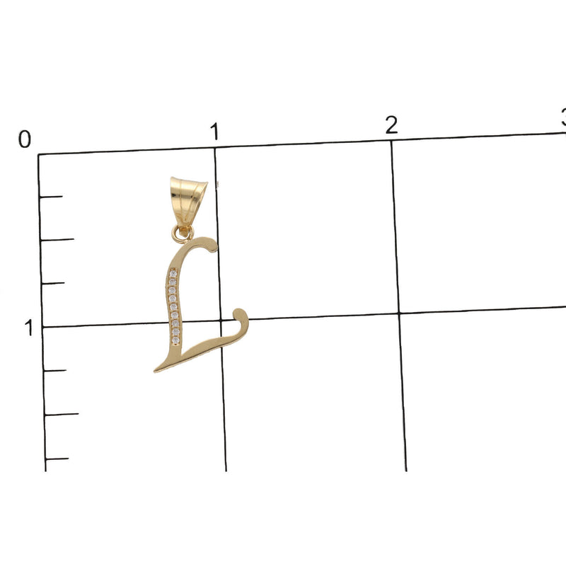 14 Karat Gold Cz Initial "L" Pendant W:1.3