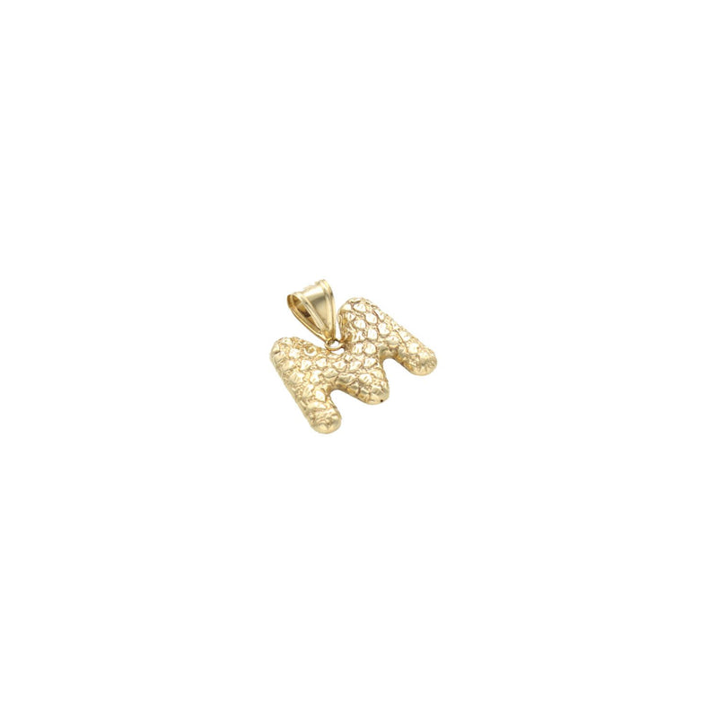 10K Gold Nugget Style Letter "M" Charm W:3.6