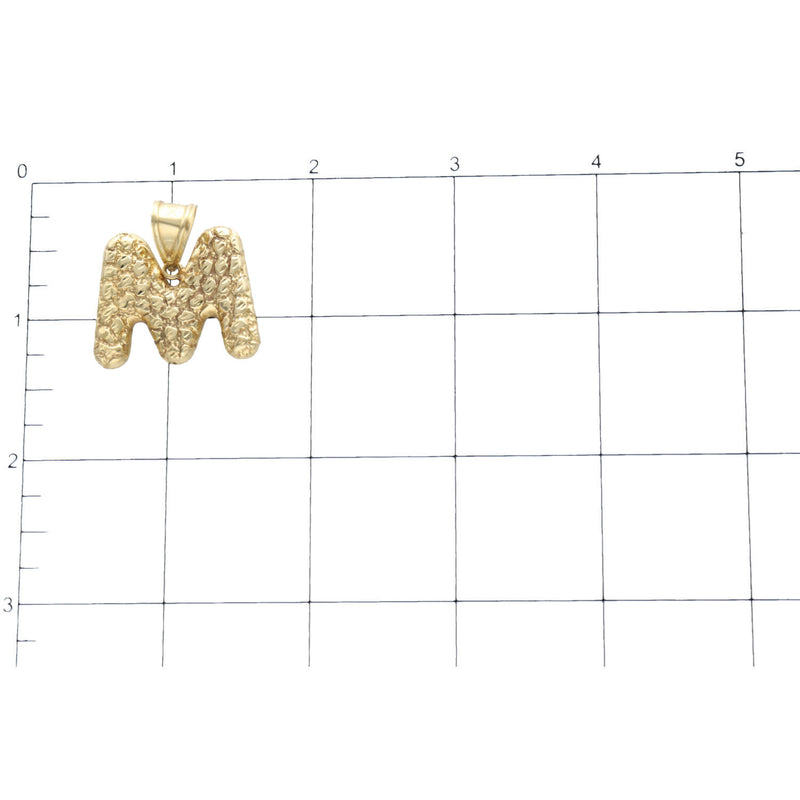 10K Gold Nugget Style Letter "M" Charm W:3.6