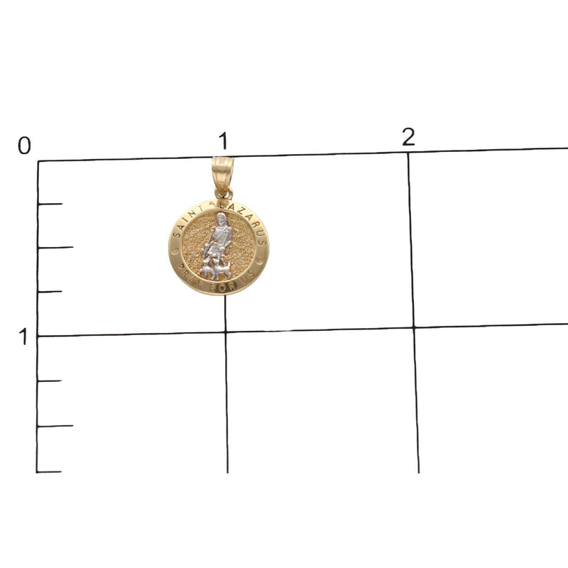 10 Karat Gold 2 Tone St Lazaro Medal W:1.2