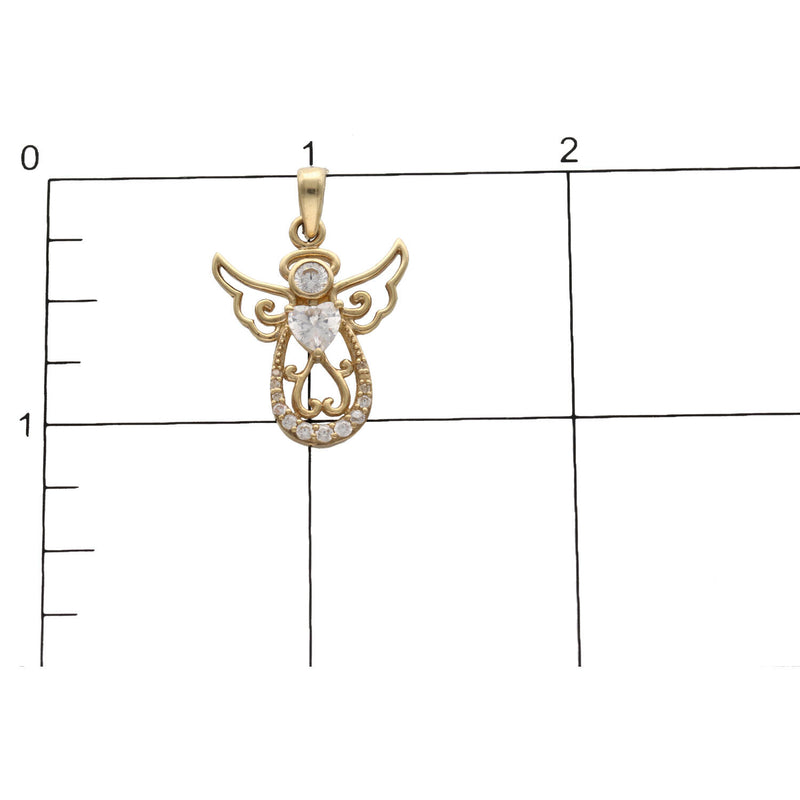 10 Karat Gold and Cz Angel Charm W2.5