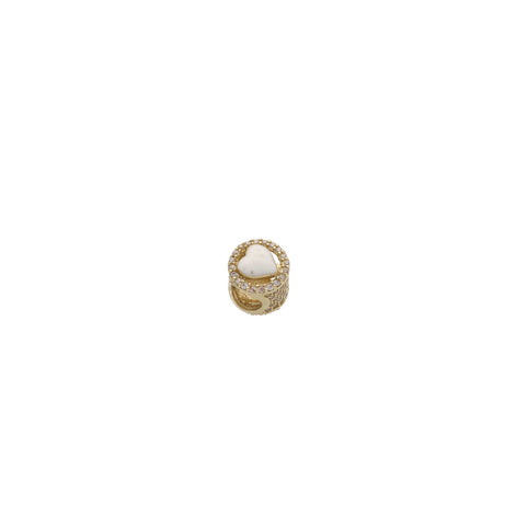 14 Karat Gold Cz White Heart Charm W:1.9