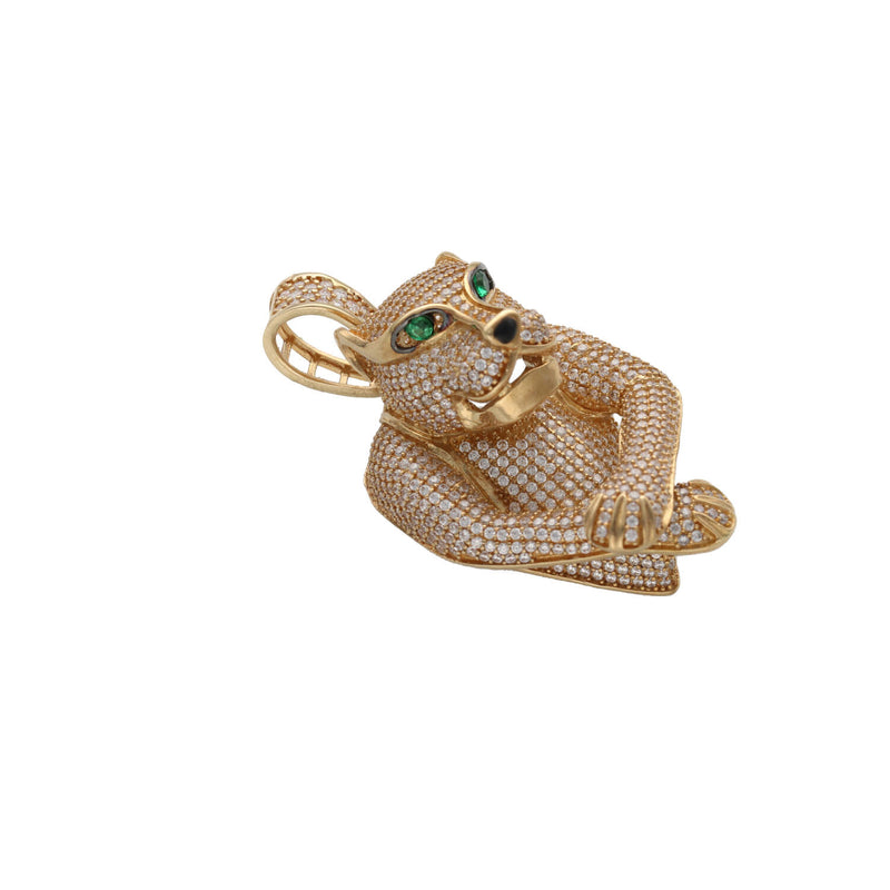 10 Karat Gold & Cz Panther Pendant Charm