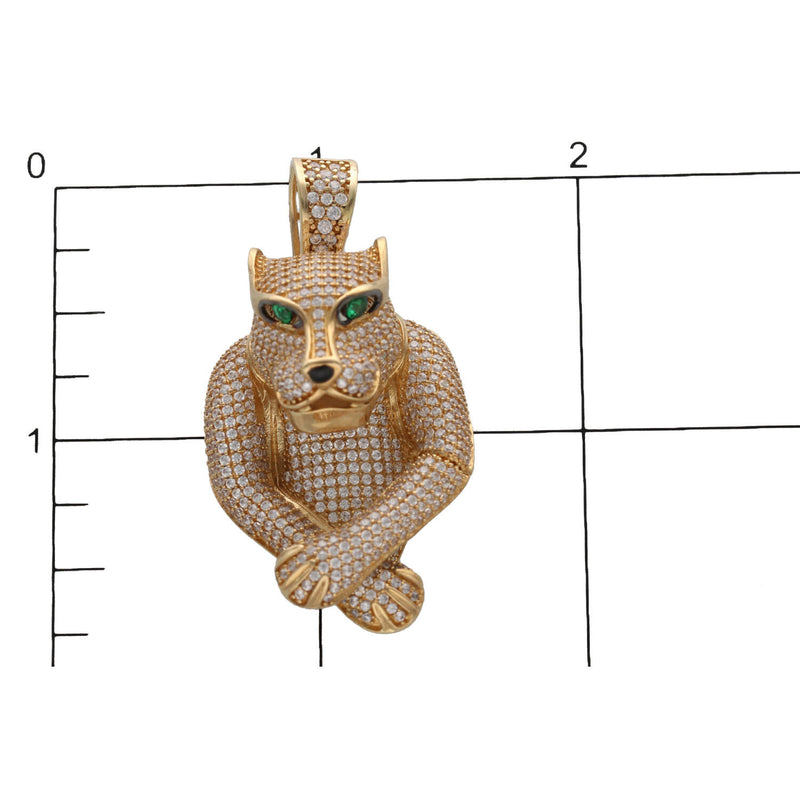 10 Karat Gold & Cz Panther Pendant Charm