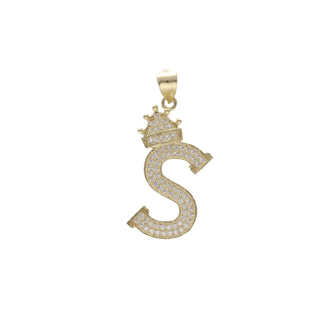 10K Gold & CZ Crown Letter 