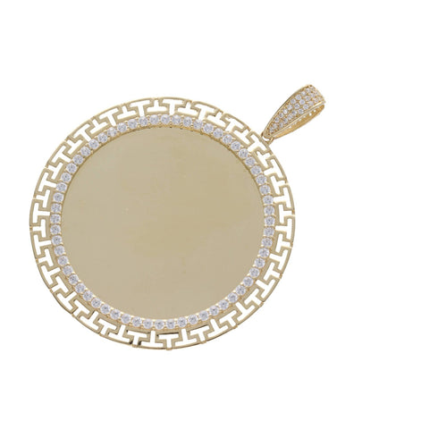 14k Gold & CZ Maze Circ Photo Medal W:14.8