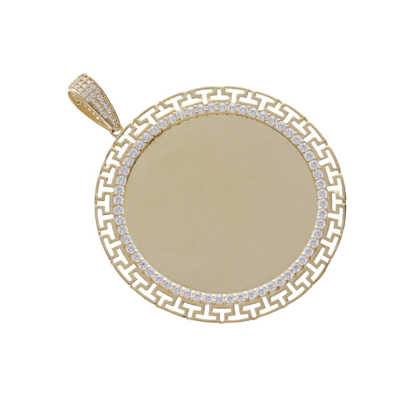 14k Gold & CZ Maze Circ Photo Medal W:14.8
