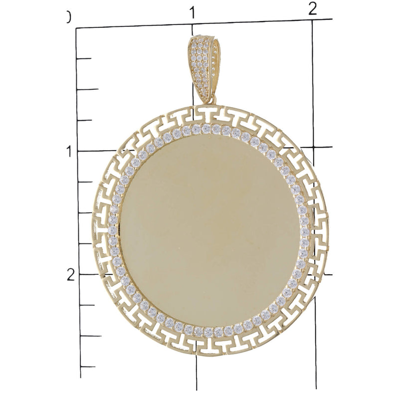 14k Gold & CZ Maze Circ Photo Medal W:14.8