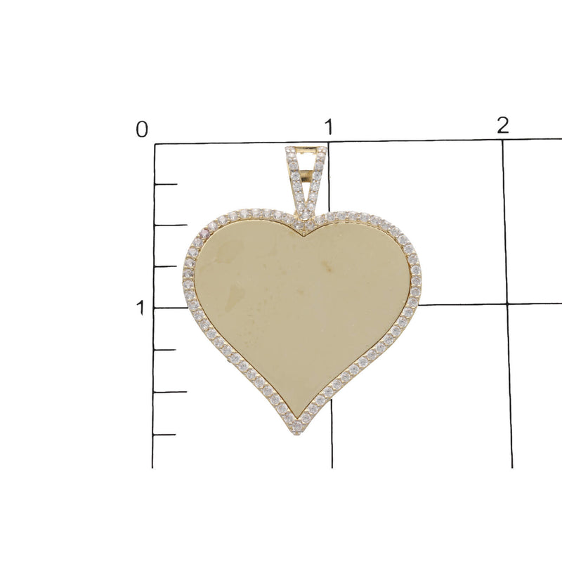 10K Gold & CZ Heart Photo Medal W:5.4