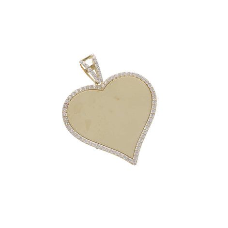 10K Gold & CZ Heart Photo Medal W:5.4