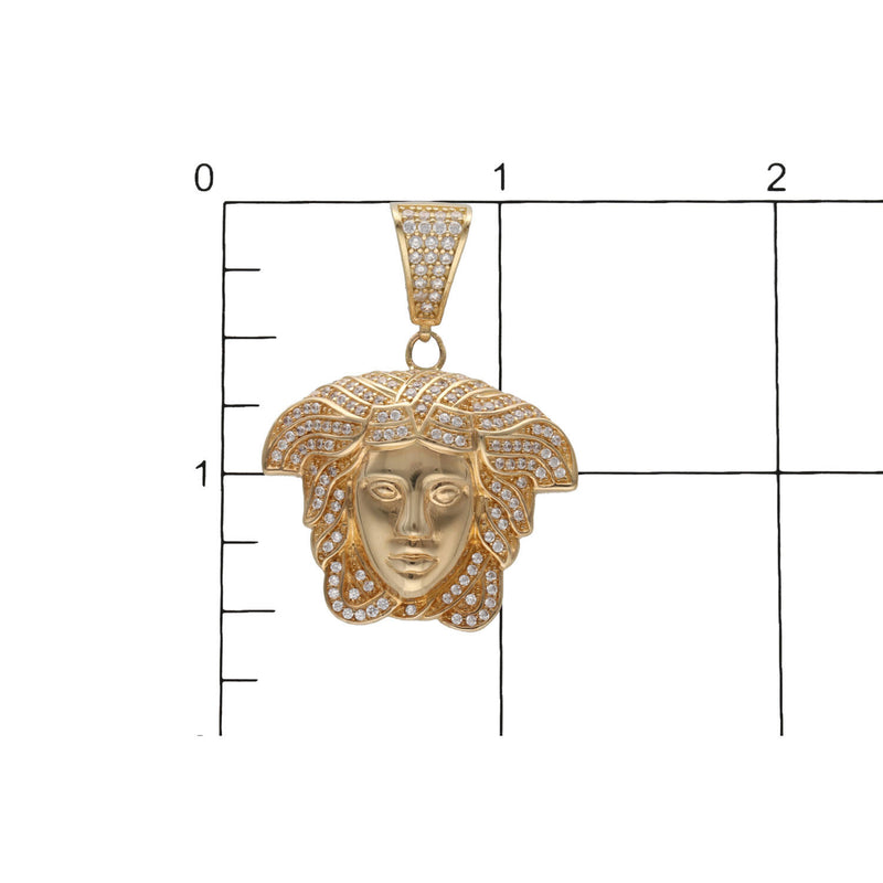 Gold & Cz Medusa Charm 14 Karat  Yellow Gold