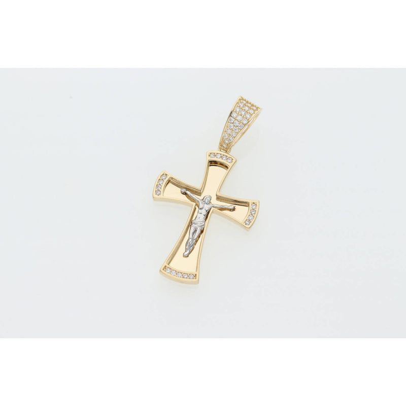 14K G 2Tone Cross With Jesus Charm W:3.5