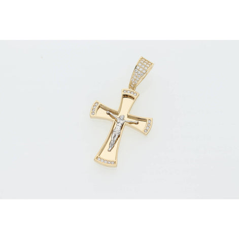 14K G 2Tone Cross With Jesus Charm W:3.5