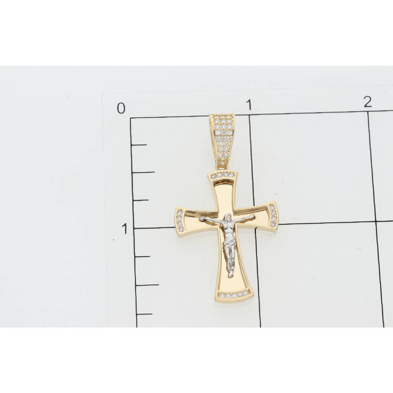 14K G 2Tone Cross With Jesus Charm W:3.5
