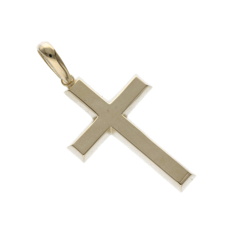 14k Gold Cross Plain - Maze Charm W:9.4